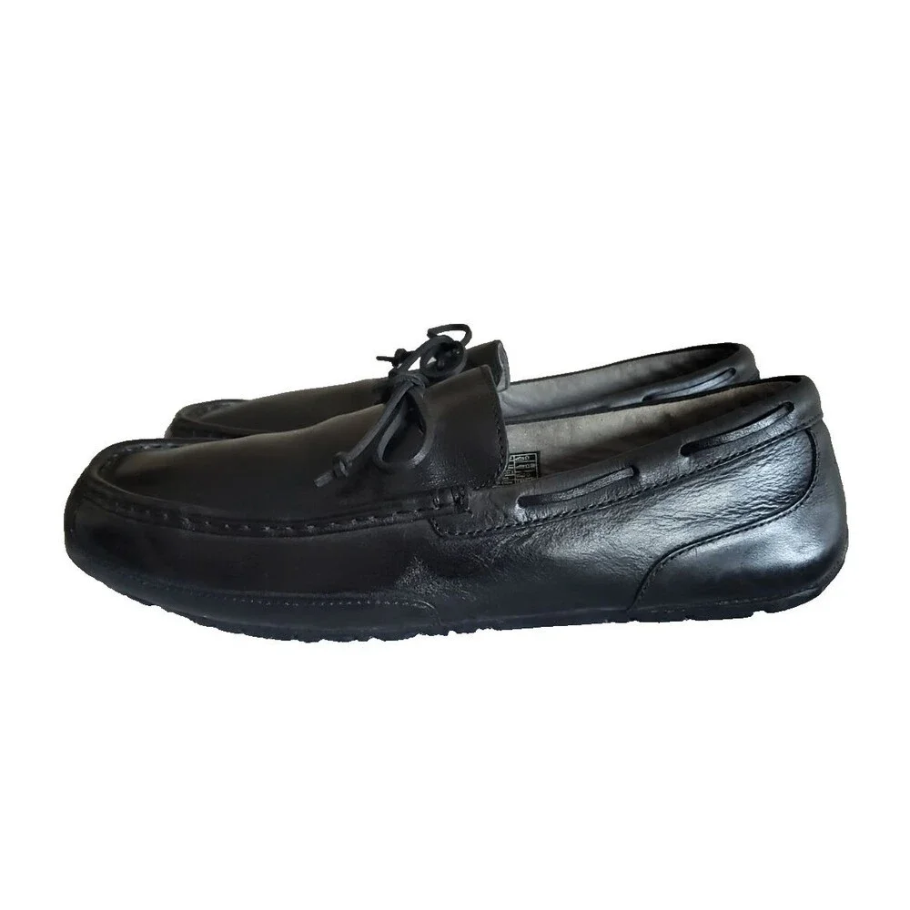 UGG Australia Men's Loafers Size 14 Black Leather Driving Shoes Moccasins